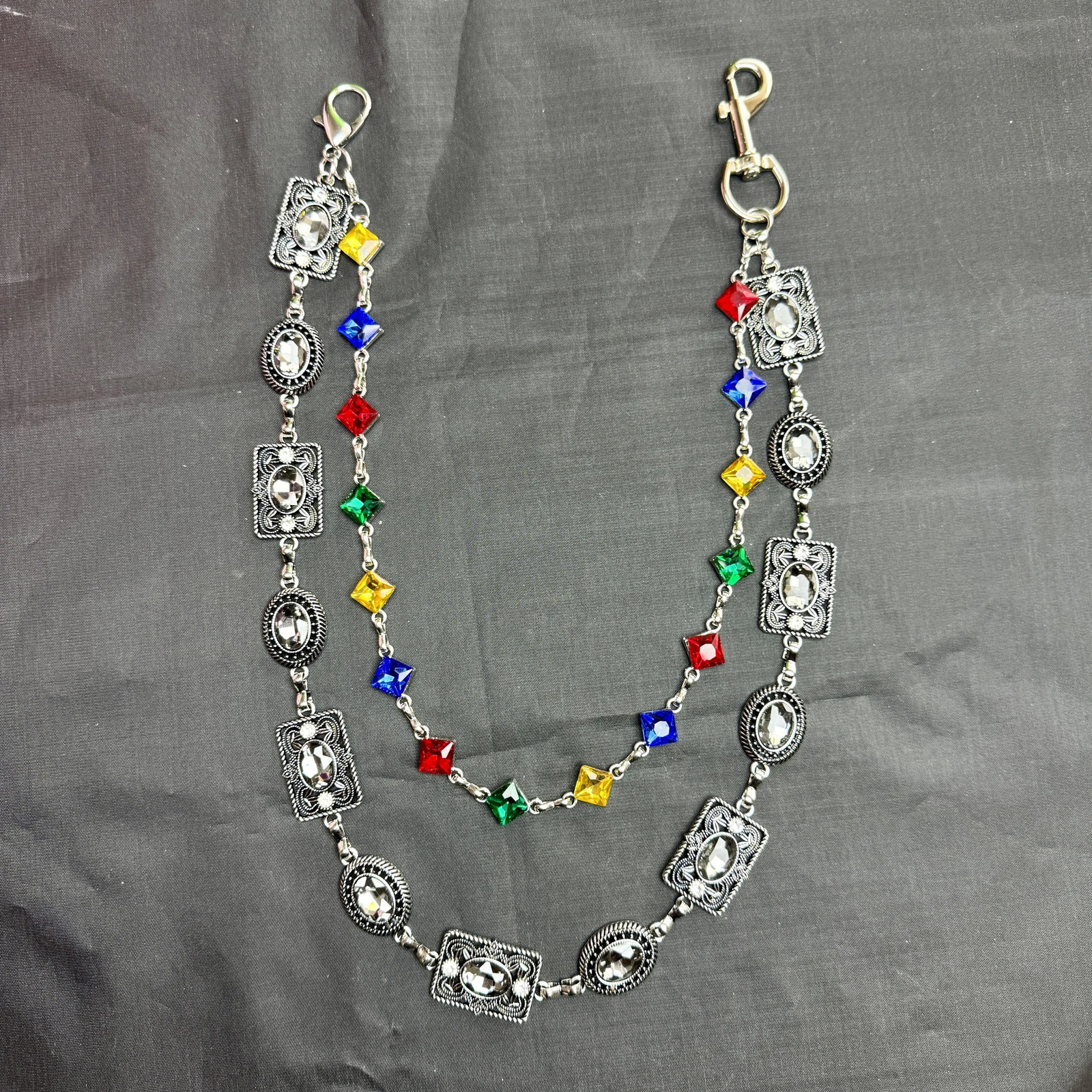 Hip hop punk style double-layer pants chain fashion unique neutral waist accessory 250805