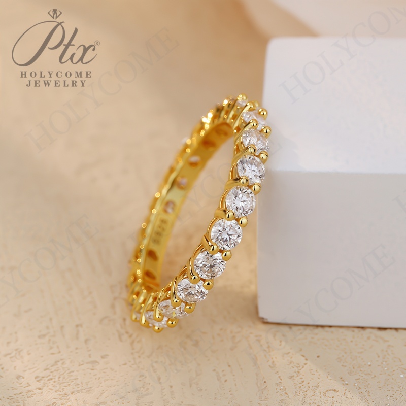 3MM Moissanite Full Circle Row Diamond Ring 925 Sterling Silver Pass Diamond Test For Women Wedding Fine Jewelry Engagement Eternity Bands