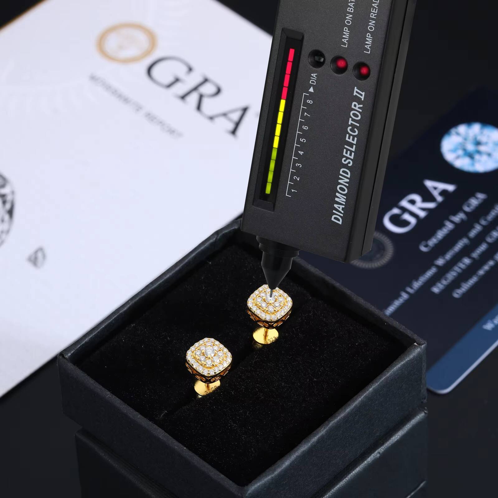 Sparkling Hip Hop Jewelry Custom 925 Sterling Silver 3 Rows Moissanite Stud Earring Luxury Diamond Fashion Jewelry