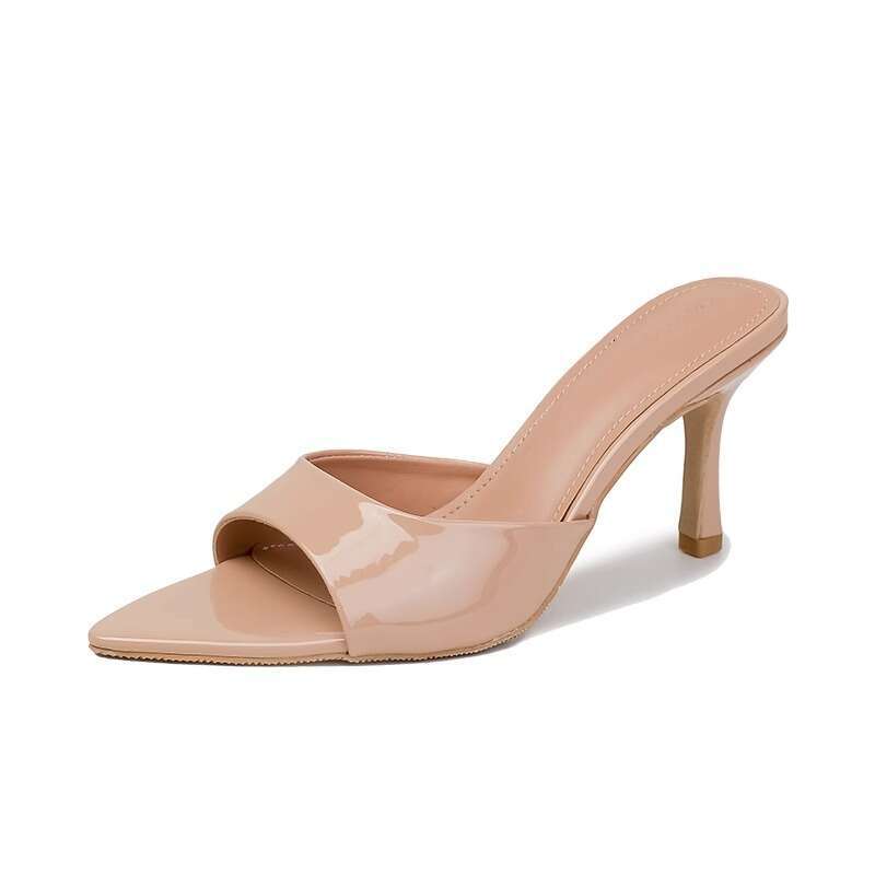 Patent Leather High Heel 2025 Summer New shoes Designer Versatile Stiletto Women Pointed Open Toe Sexy Outdoor Slip-On Sandals