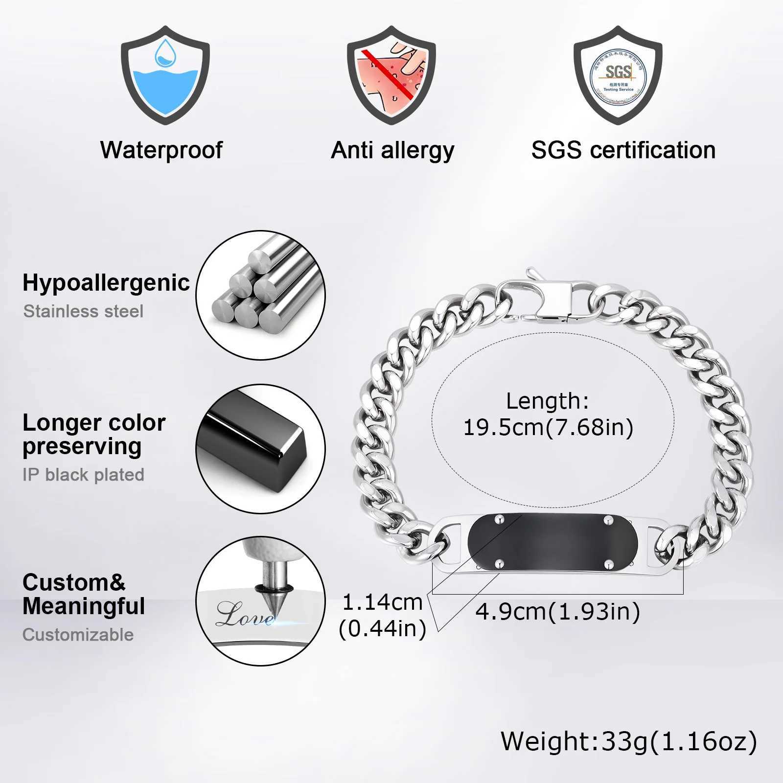 Casual Mens Thick Chain Bracelet Never Fade Stainless Steel Wristband New Punk Jewelry Gift W250807