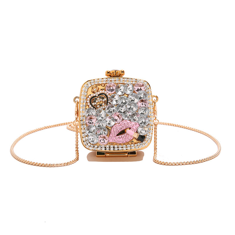 Free shipping designer Shiny Hot Girl Chain Crossbody Bag Acrylic Bag Female Mini Full Diamond Inlaid Powder Bag Street High-end Small Bag