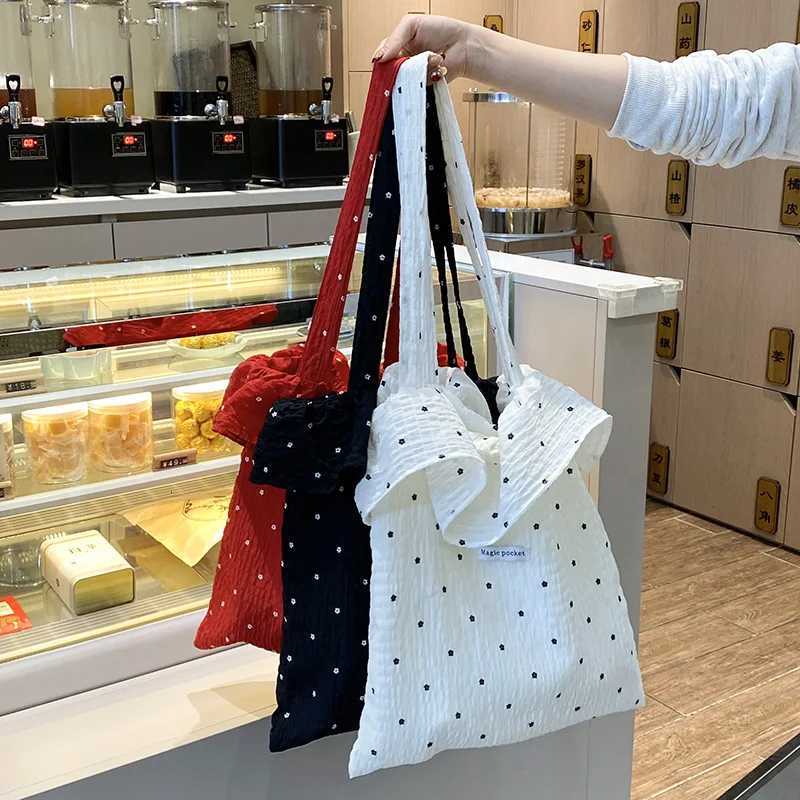 All-match Wave Point Chiffon Shoulder Bag Large Capacity Fairy Mesh Handbag Commuting Bag Korean Style Tote Bag Women Z250807