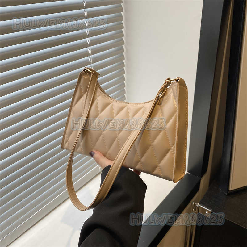 Womens Elegant Simple Quilted Embroidery Niche Underarm Bag 2024 Spring Summer High-end Single Shoulder Bag Style Small Square Bag H250806