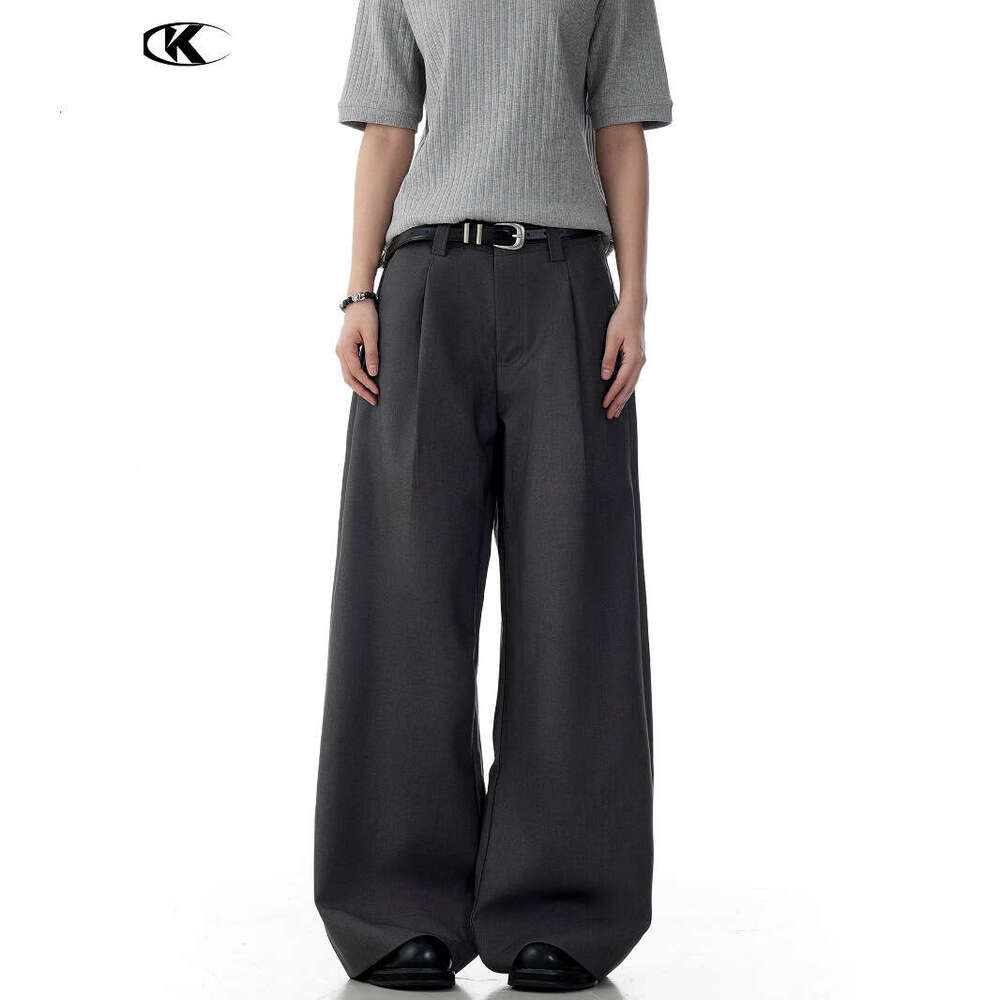 11Kn American Style Old Money Straight-Leg Trousers For Men And Women, Draped Wide-Leg A-Line Slimming Loose Simple Casual Long Pants B5