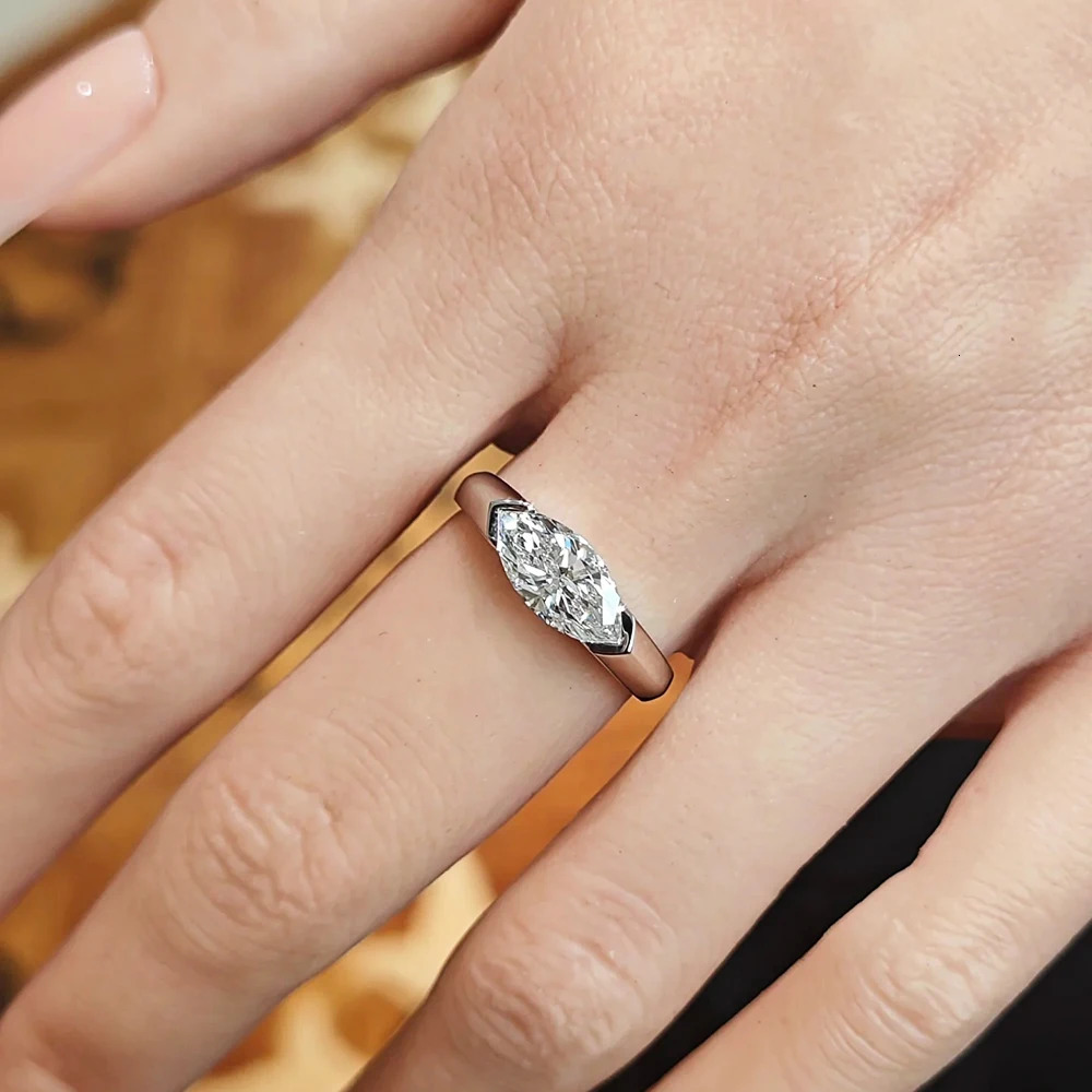 BXINY 1CT Marquise Cut Ring S925 Silver Plate 18K Gold for Women Solitaire Diamond Wedding Band Gift Jewelry with GRA 250730