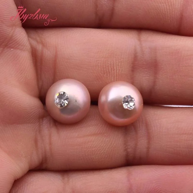 9mm Round Pink Purple White Natural Freshwater Pearl Elegant Minimalist Stud Earrings 1 Pair Party Anniversary Jewelry Gift 250805