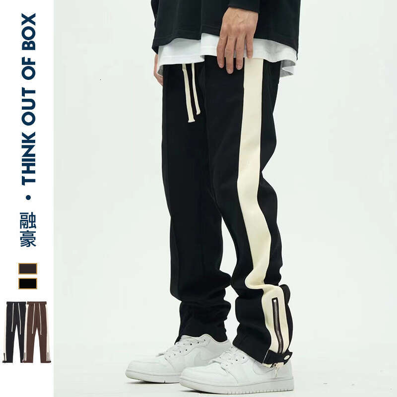 Striped With Ankle Zipper 2023 Autumn Winter New Casual Loose Jogger Pants Trendy Men's Trousers B5