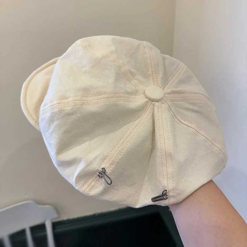 2024 Spring Summer Fashion Versatile Casual Short-brimmed Newsboy Hats Harajuku Retro Style Oversized Berets for Women XJ250807