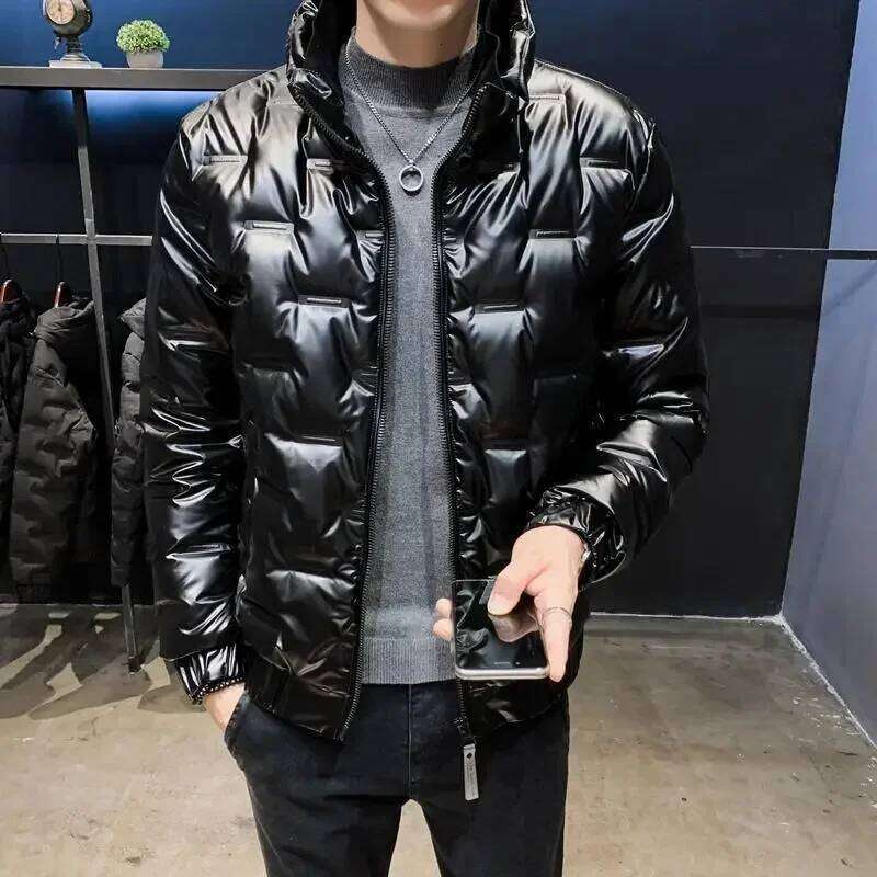 Men's Down Jacket Glossy Male Padded Coats Short Parkas Collared Padding Winter Outerwears Fashion 2024 Promotion Hot Outer
