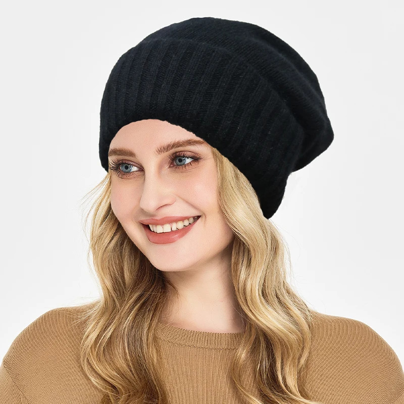 100shmere Beanie Hat for Womens Winter Satin Lined Knitted Solid SKullies Cap Silk Lining Soft Warm Slouchy Bonnet 250805