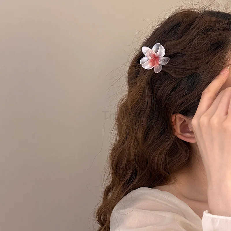 Gradient Frangipani Hair Clip 1PC Plumeria Hairpin Ins Style Ponytail Holder Barrette Sweet Claws Party Hair Accessories U250807