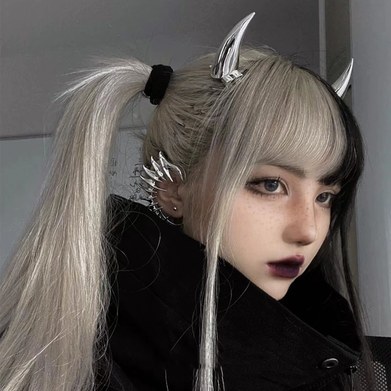 Punk HipHop Demons Horn Metal Headband Hairpins Lucifer Anime For Women Men Girls Jewelry Accessories 250730