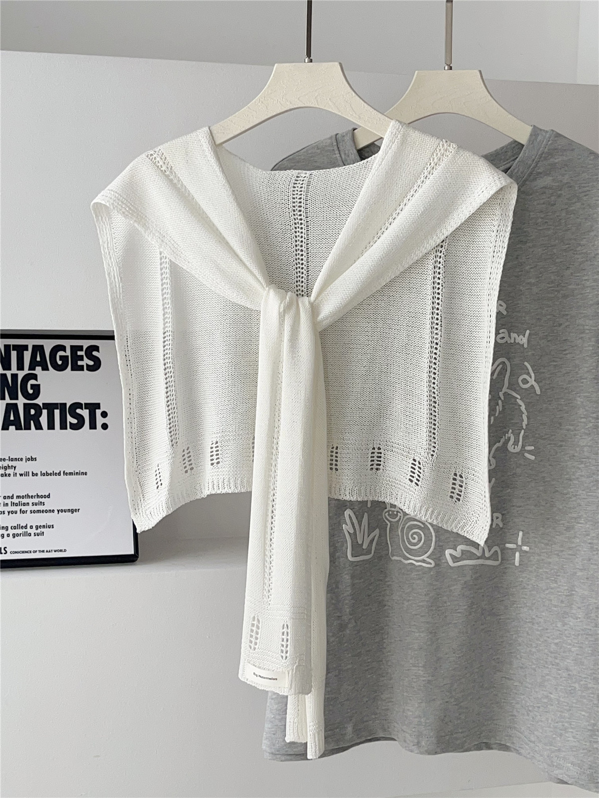 K1611 Ice silk hollow knitted knotted shawl women's Korean style fashionable and versatile office air-conditioned room neck protection outer wear