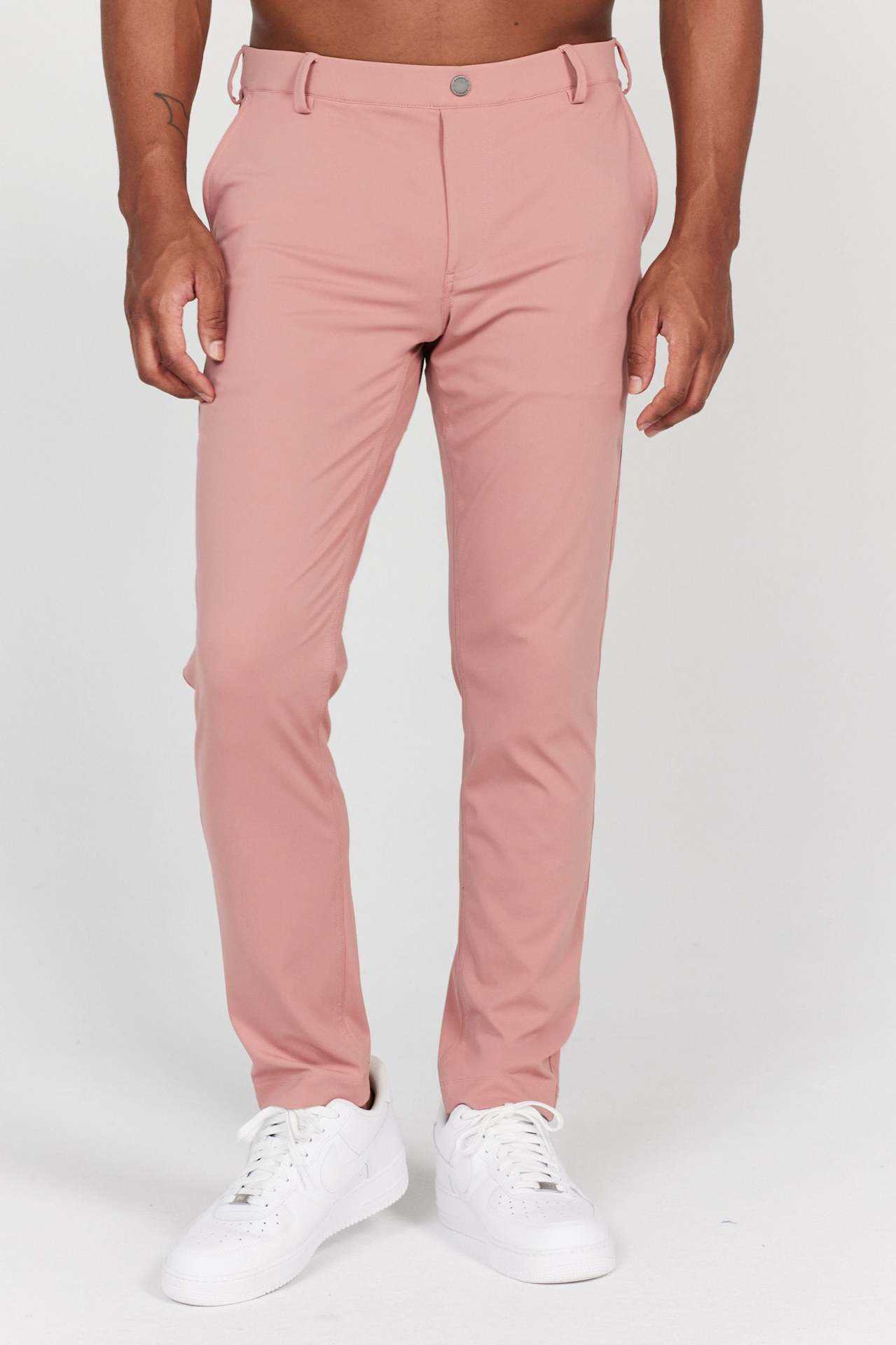 2024 New Style European and American Four-Season Slim Fit Men's Casual Solid Color Real Back Pocket Long Pants