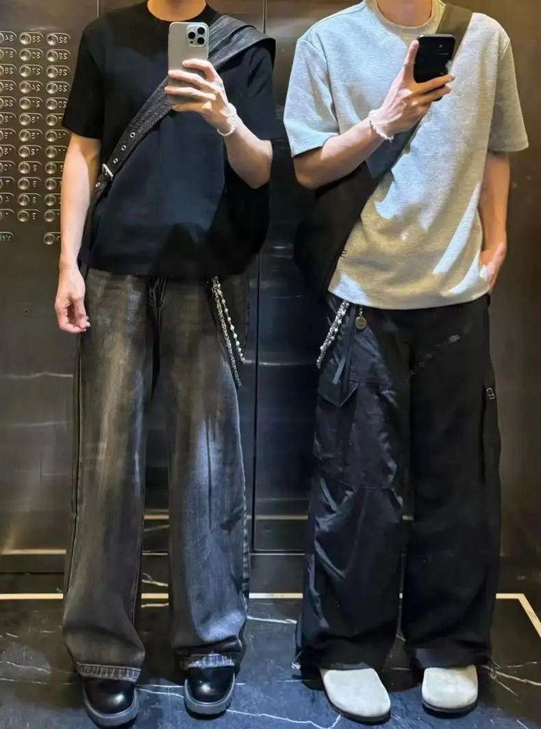 Fashion Concise Bilayer Clamp Beads Biker Chain Sheepskin Sheath Hip Hop Punk Style Keychains For men y2k Pants Chain Accesories 250805