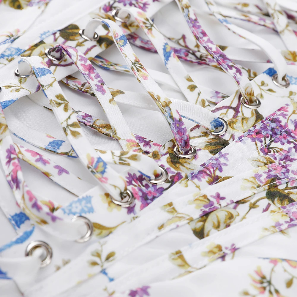 Oligai Summer Cropped Top Women 2025 Arrivals Floral Print Sexy Corset Short Lace Up Camis Clothing 250807