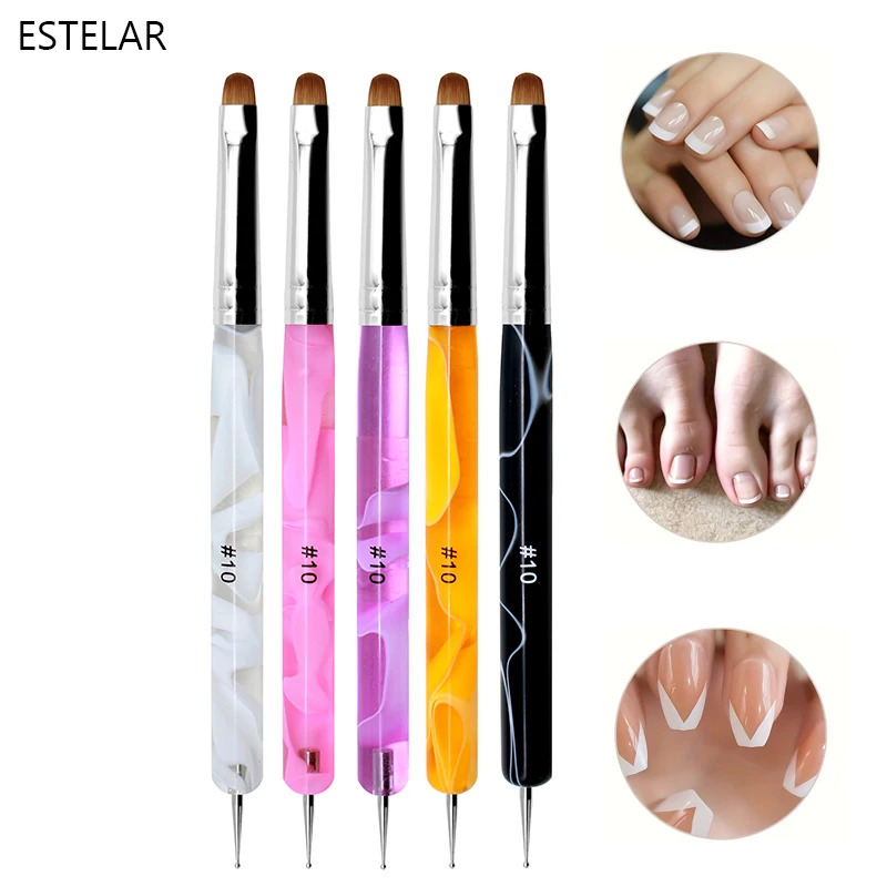 5pcs French Nail Art Brush Dual End Nail Art Dotting Pen Acrylic Drawing Rhinestone Gel Painting Manicure Tool for Beginner 8-16 250805