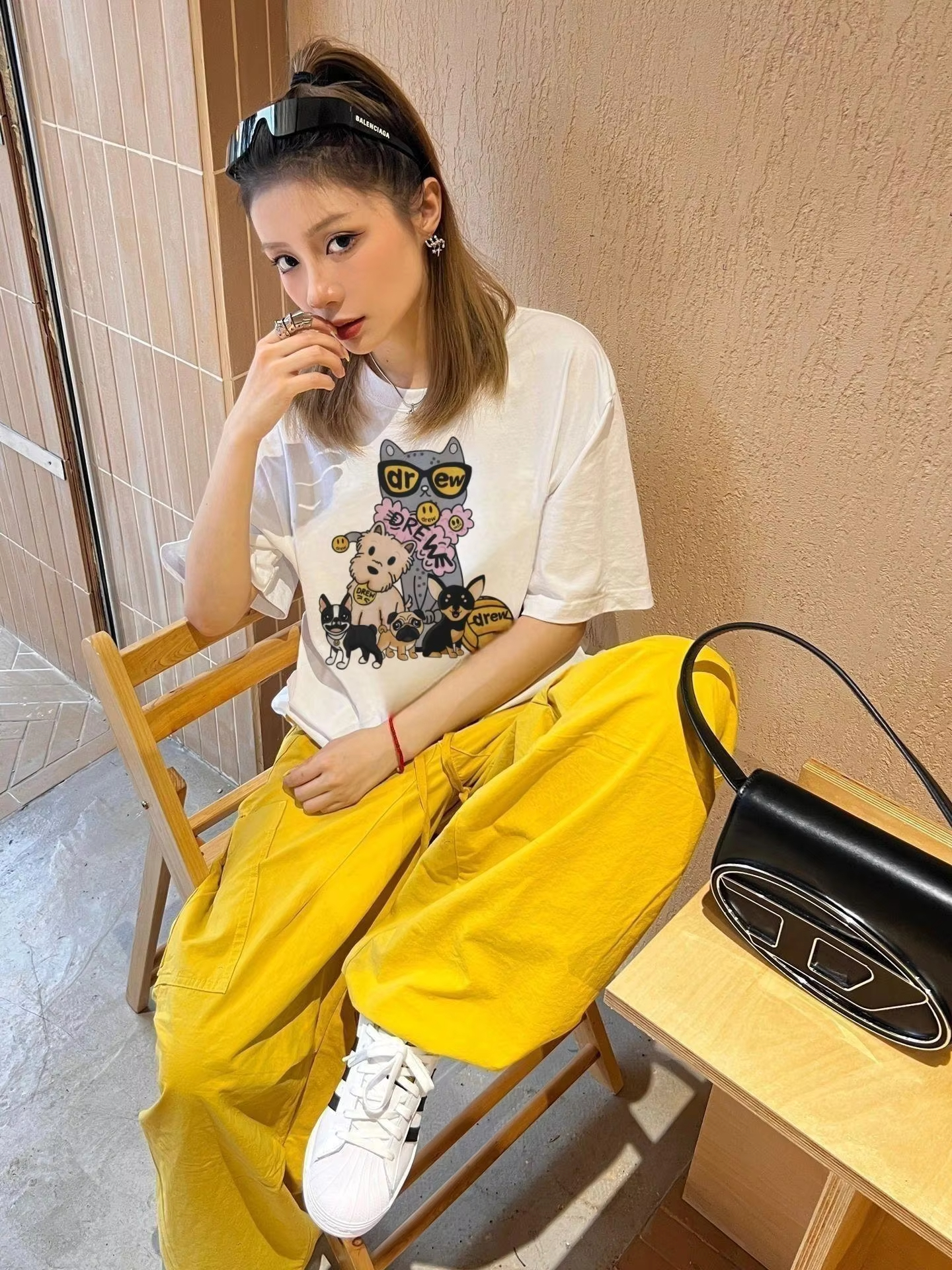 Drew House New Mens Clothing cartoon print T shirt men's and women's printed loose short sleeve T-shirt Designer luxury