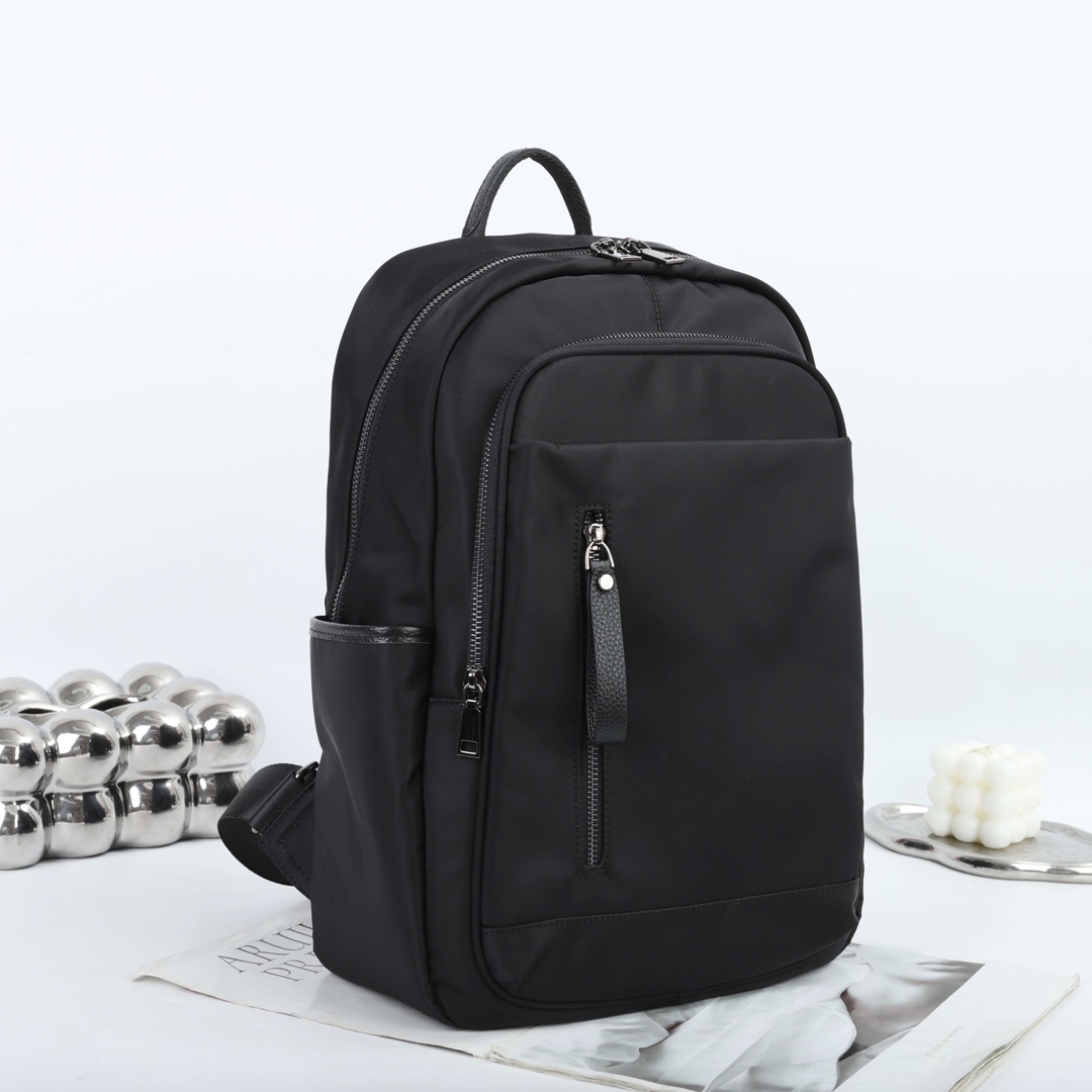 5639XL01 Waterproof Fabric Neutral Style Backpack High-capacity Paired With Cowhide Leather Lightweight and Simple Business Travel Computer Bag