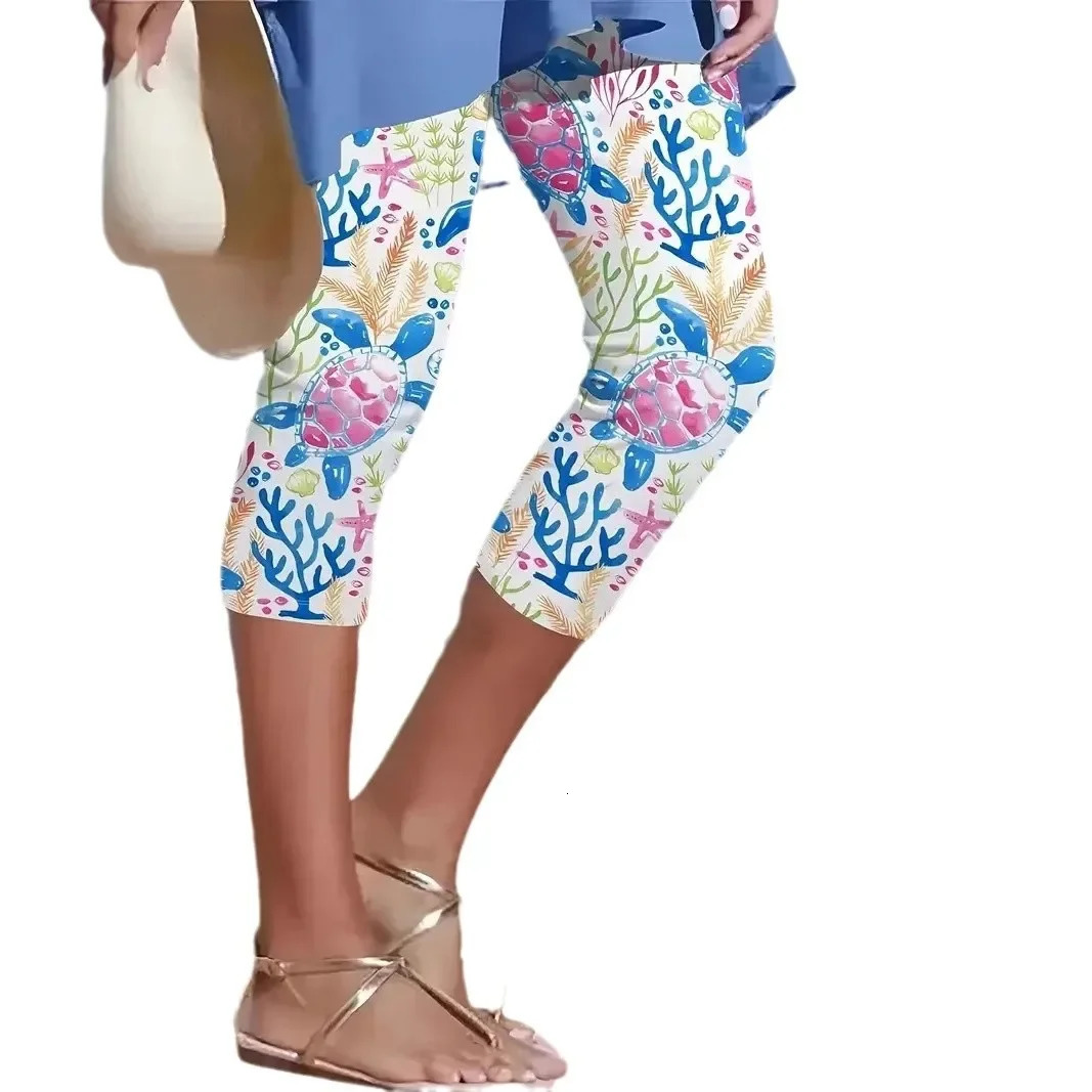 Plus Size Beach Series 3D Printed SevenFoot Pants Summer Style Yoga Beachwear plus Womens Trousers Comfortable Bre 250805