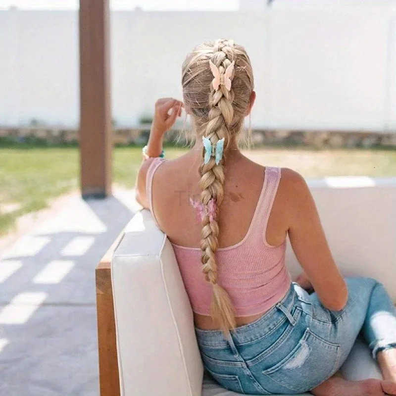 Sweet Butterfly Hairpin Summer Fairy Clip Gradient Tie-Dye Acetate Headwear Women Girls Styling Tools Barrettes Hair Accessories U250807