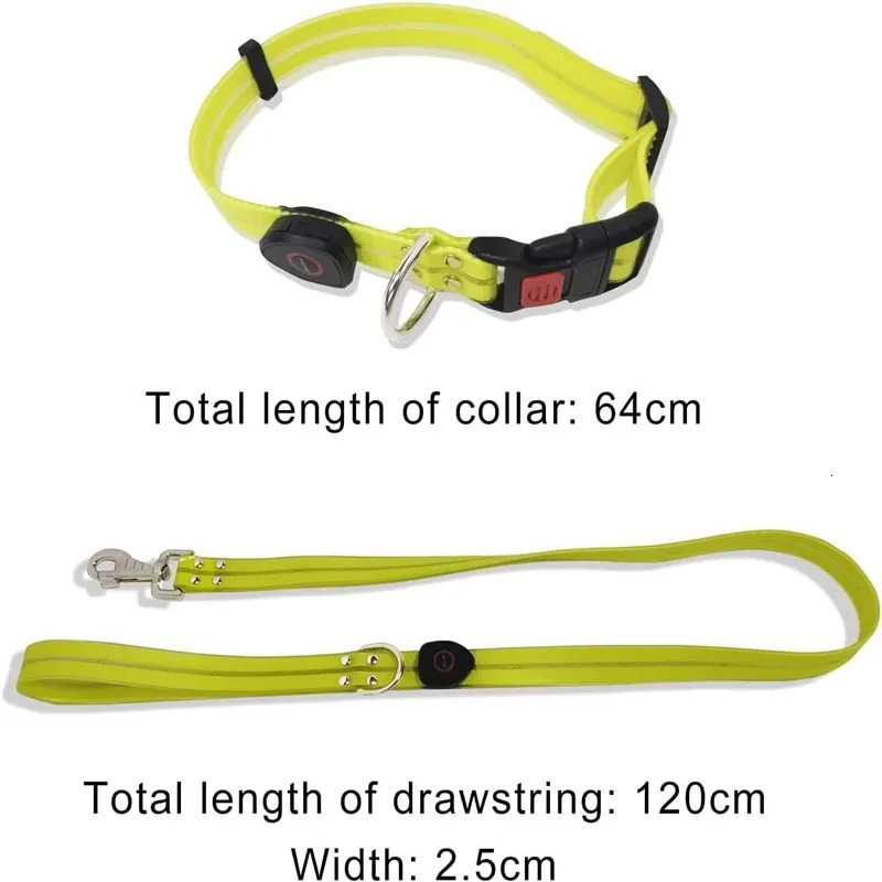 Led Light Up Dog Leash Walking Safety Glow in The Dark USB Rechargeable Adjustable for Large Medium Small Pet Lighted Dog Collar 250805