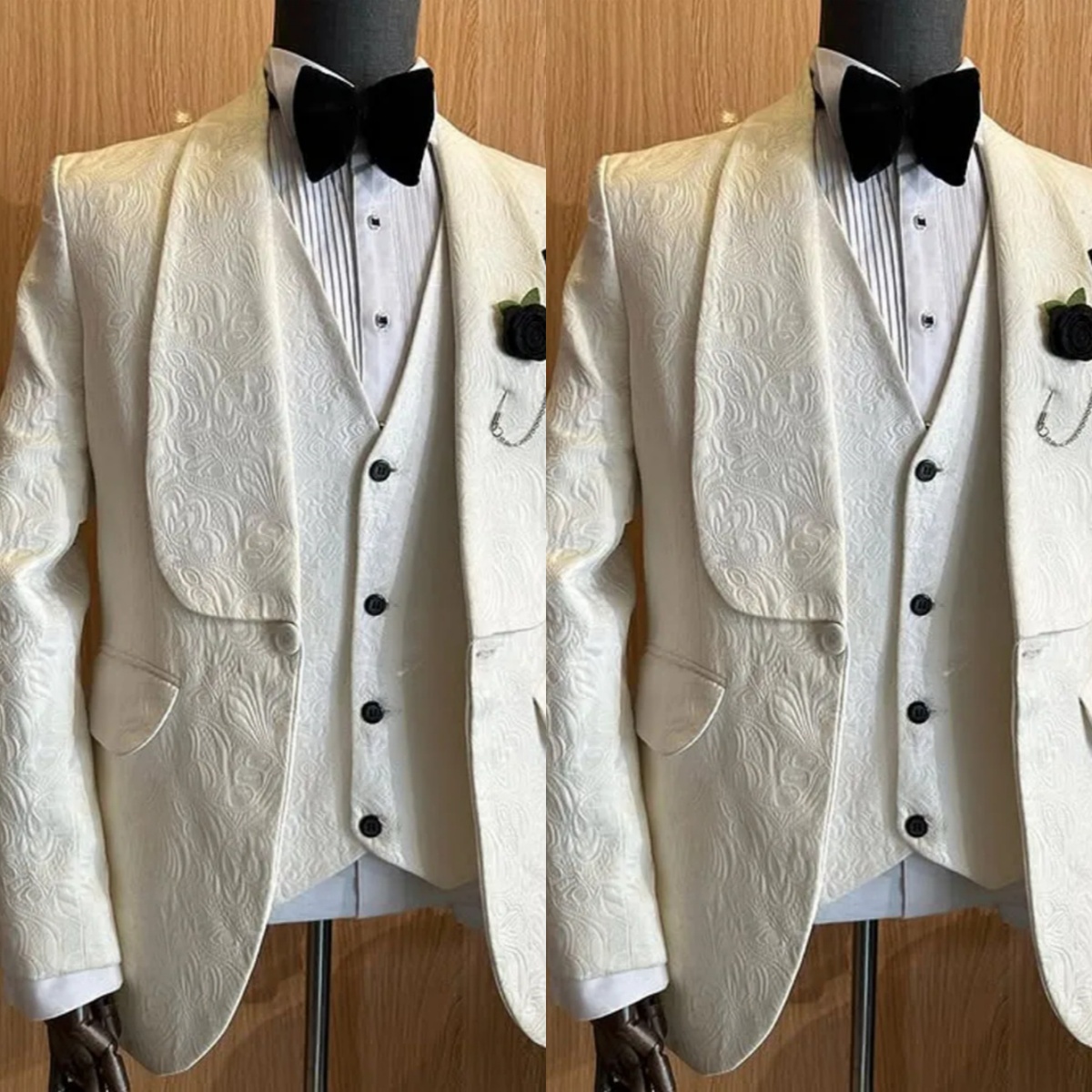 Casual Jacquard Wedding Tuxedos 2 Piece Set Jacket Vest Shawl Lapel Men Suit Classic Fit Groom Business Blazers Customized