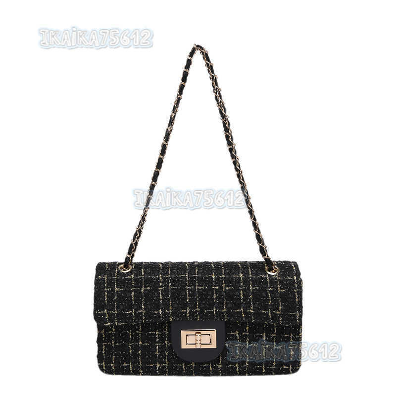 Niche Design Woolen Bag for Women 2024 New Trendy Plaid Chain Shoulder Bag Stylish Versatile Crossbody Bag H250806