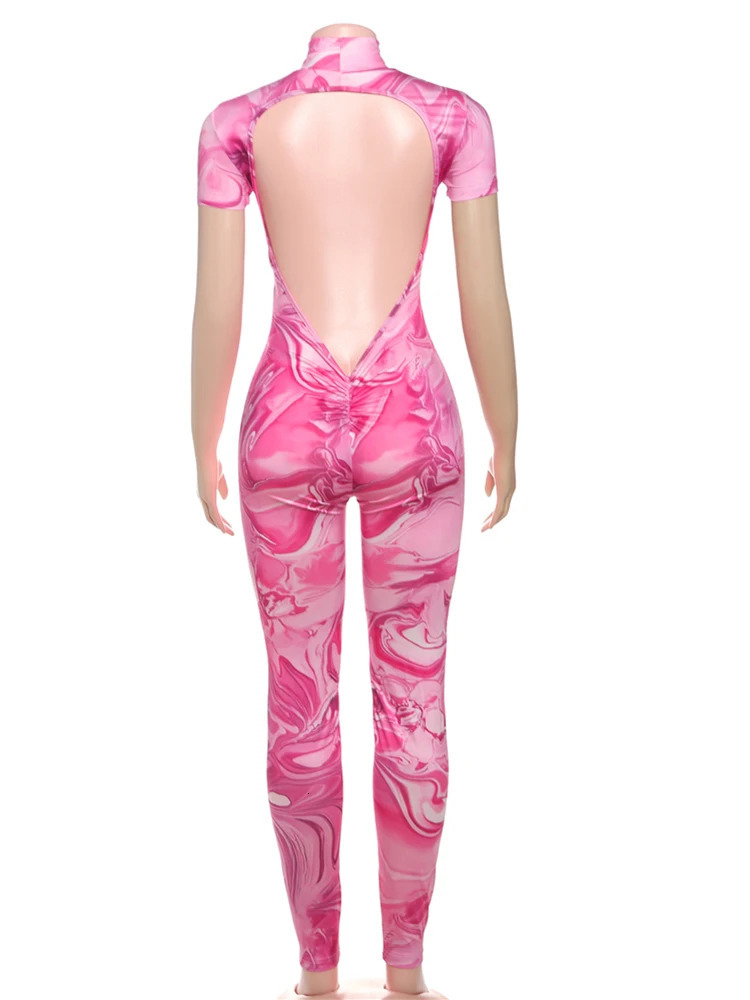 Nibber Sporty Backless Jumpsuit Women Peach Buttocks Fitness Shorts Sleeve Summer Trend Street Activity Casual Workout Overalls 250807