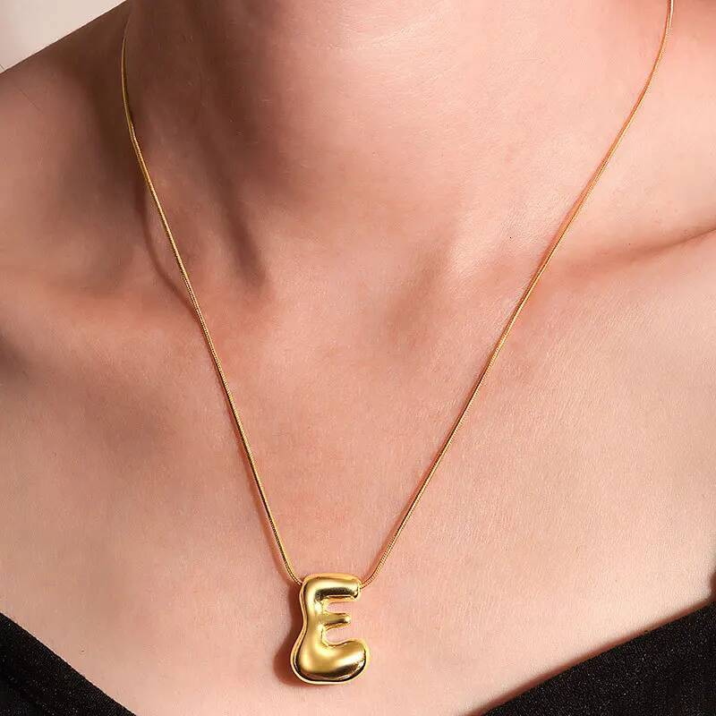 Sterling Sier Letter Necklace For Girl Gift Smooth Cute Balloon Jewelry Accessories Dropshipping Wholesale Jewelry for Women