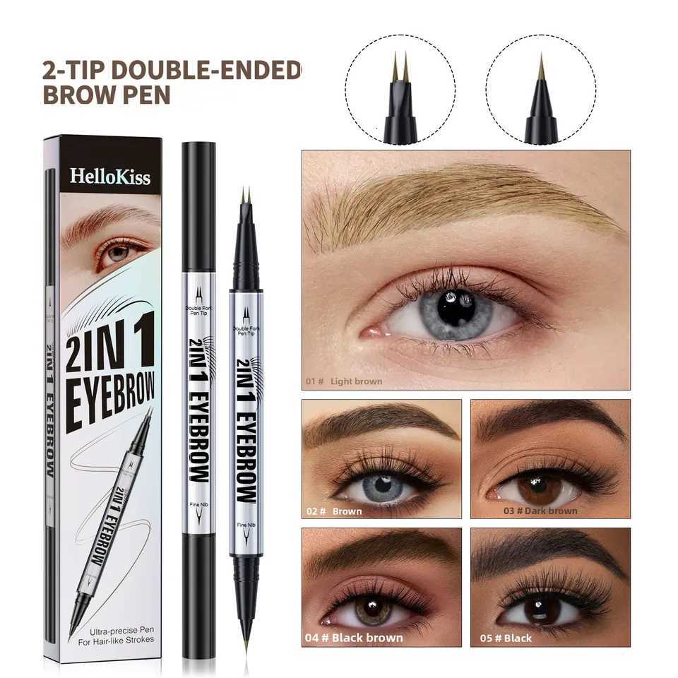 Waterproof Sweat-Prove Double-Ended Brow Pencil 2-in-1 Natural Look Eyebrow Definition Fill Shape Long-Lasting W250807