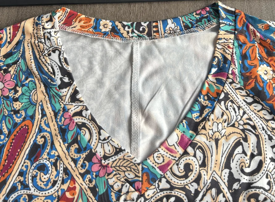 Plus size European and American crossborder spring summer casual Vneck printed short sleeve dress 250807