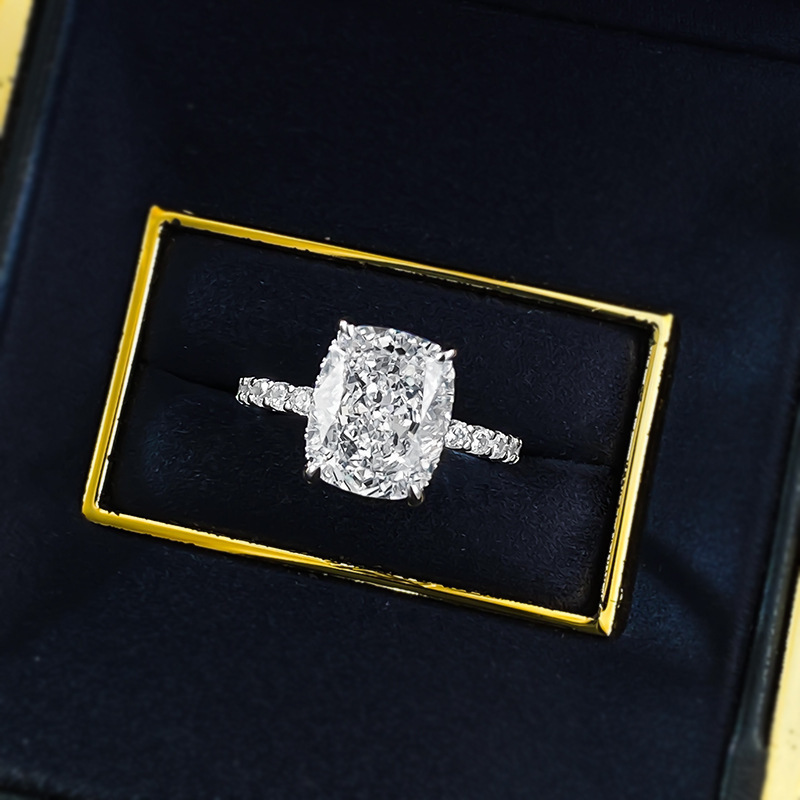 Hui Zhi Wing Jewelry New S Silver 5 Fat Square Ice Flower High Carbon mond Ring for Women Fashion Simple Style