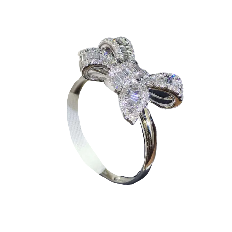 Beidi New Bowknot Trapezoid Elegant Luxurious Simulated Diamond for Women Wedding Ring New jewelry