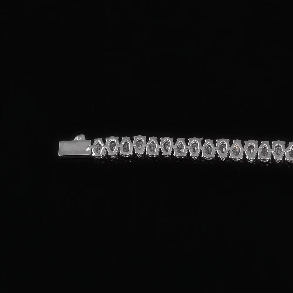 Silver Plated Hiphop Jewelry Teardrop Shaped Diamond Tennis Chain Bracelet Iced Out Cubic Moissaniteia Womens Tennis Bracelet