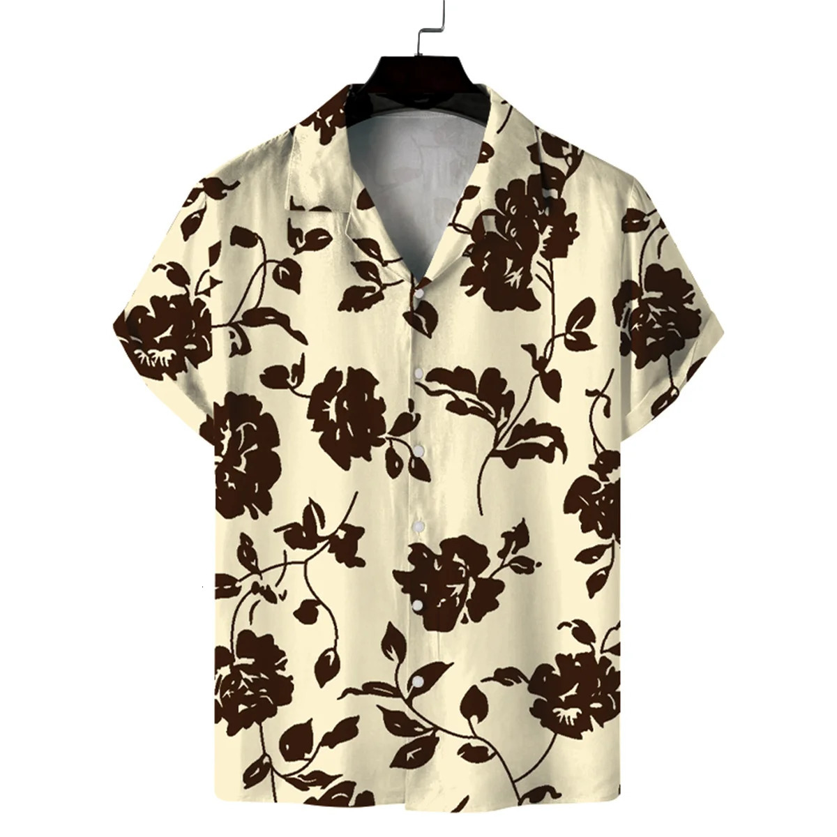 Mens leisure fashion Hawaiian shirt mens short sleeve personalized printed Cuban collar 250807