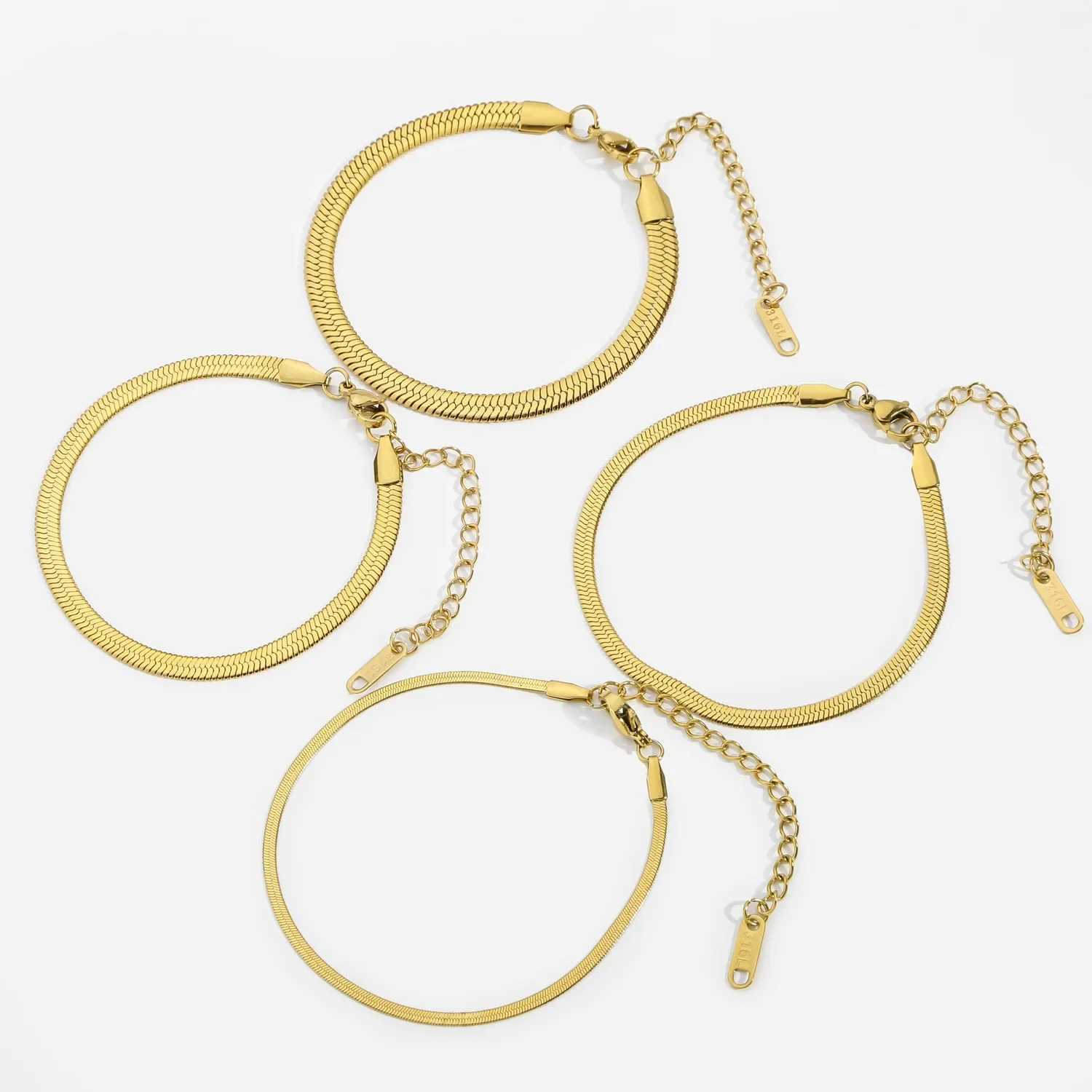 2/3/4/5MM Stainless Steel Bracelet For Women Men Gold Color Snake Chain Bangle With Extended Chain Waterproof Party Jewelry Gift W250807