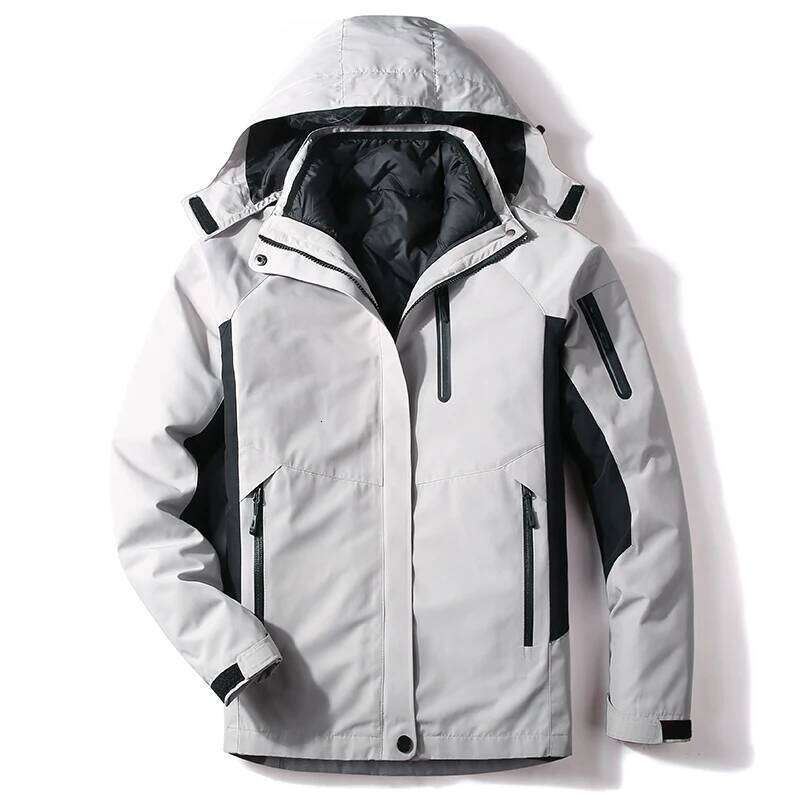 Men Thick Warm Winter Hooded Ski Duck Down Removable Liner Parka Coat Outdoors Waterproof Windbreaker Jacket