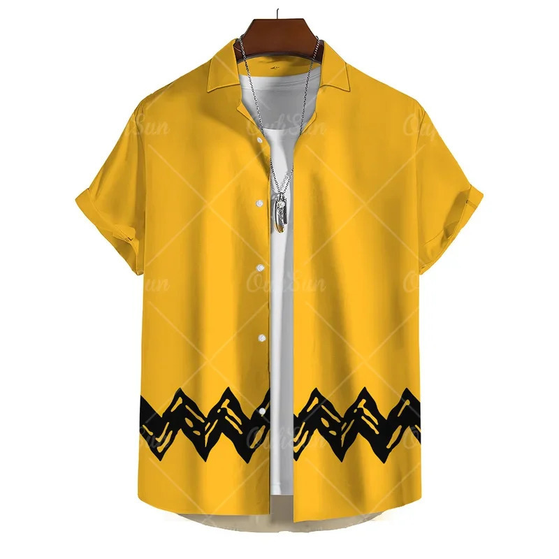 Fashion Yellow Oversized Hawaiian Social Shirt For Men Camisas Casuais Mens Summer Clothing 3d Print Short Sleeves Top Blouse 250807