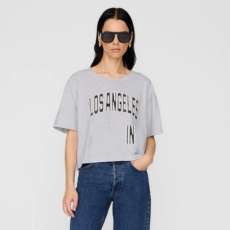 2025 Summer New Women T-shirts Classic Letters Printed Loose Cotton Gray T Shirts Designer Short Sleeve Tops