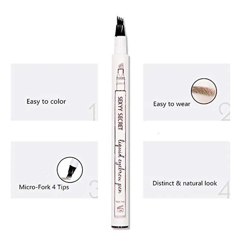 Dark Brown Eyebrow Pencil Microblading Eyebrow Pen Makeup Waterproof 4 Tip Eyebrow Pen Black Liquid Pen Enhancer Cosmetic W250807