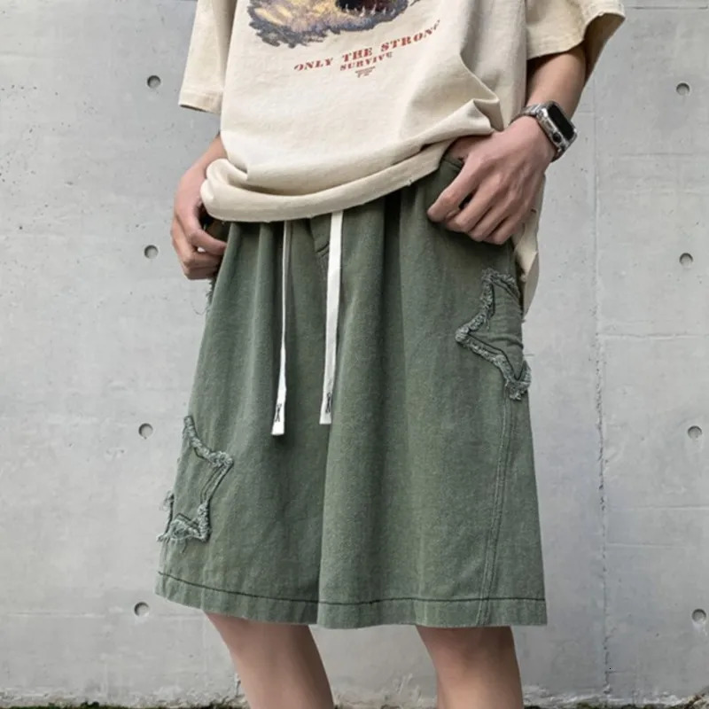 2024 Summer Shorts Men Loose spodenki meskie Vintage Denim Basic Simple High Waist Leisure Ulzzang Streetwear Short 250807