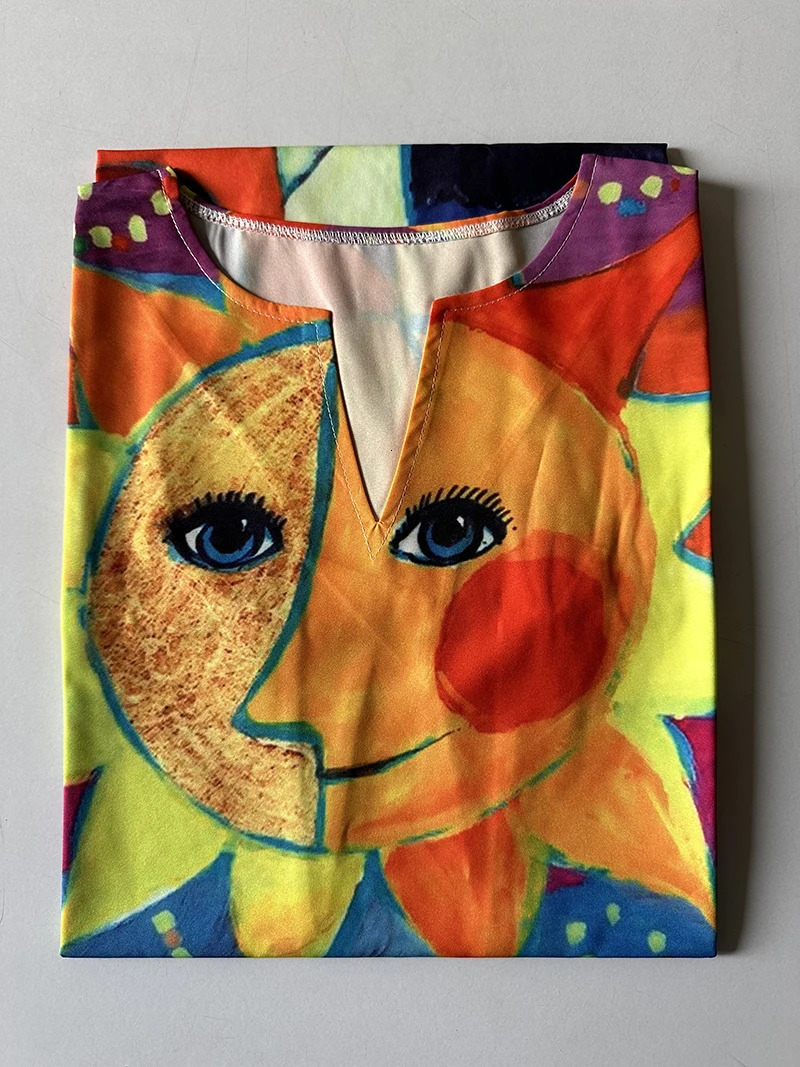 2024 European and American Cross Border Womens Dress Vneck Sleeveless Sexy Printed Large Hem Foreign Trade 250807