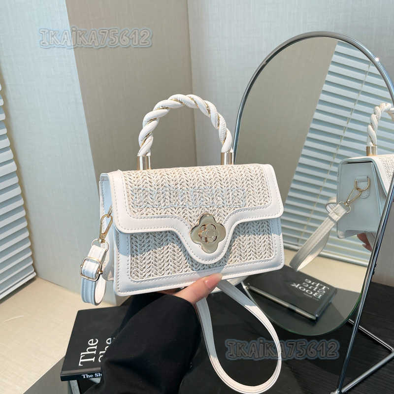 Trendy Womens Bags Summer New Fashion Versatile Woven Color Block Shoulder Crossbody Handbag Small Square Bag H250806