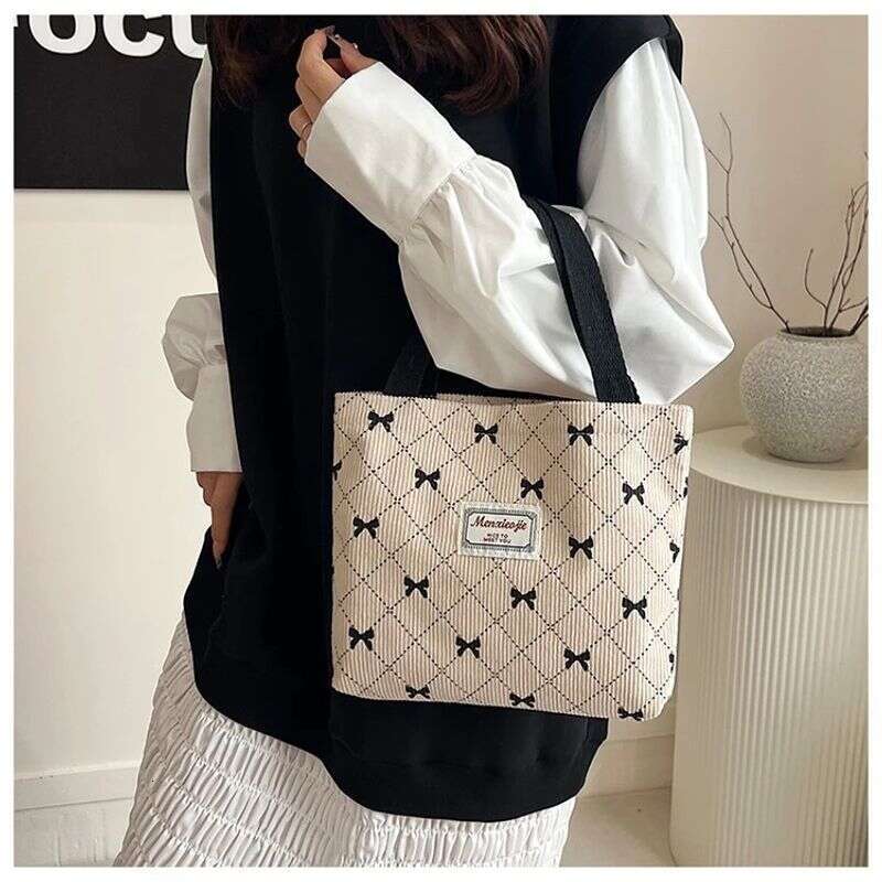 High-Quality Corduroy Portable Work Handbag Travel Storage Large Capacity 3D Clutch Bag For Women