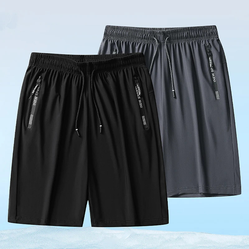 Quick Dry Shorts Men Summer Thin Short Pants Running Sports Bottom Gym Fitness Beach Zipper Pocket Loose Sweatpants 250807