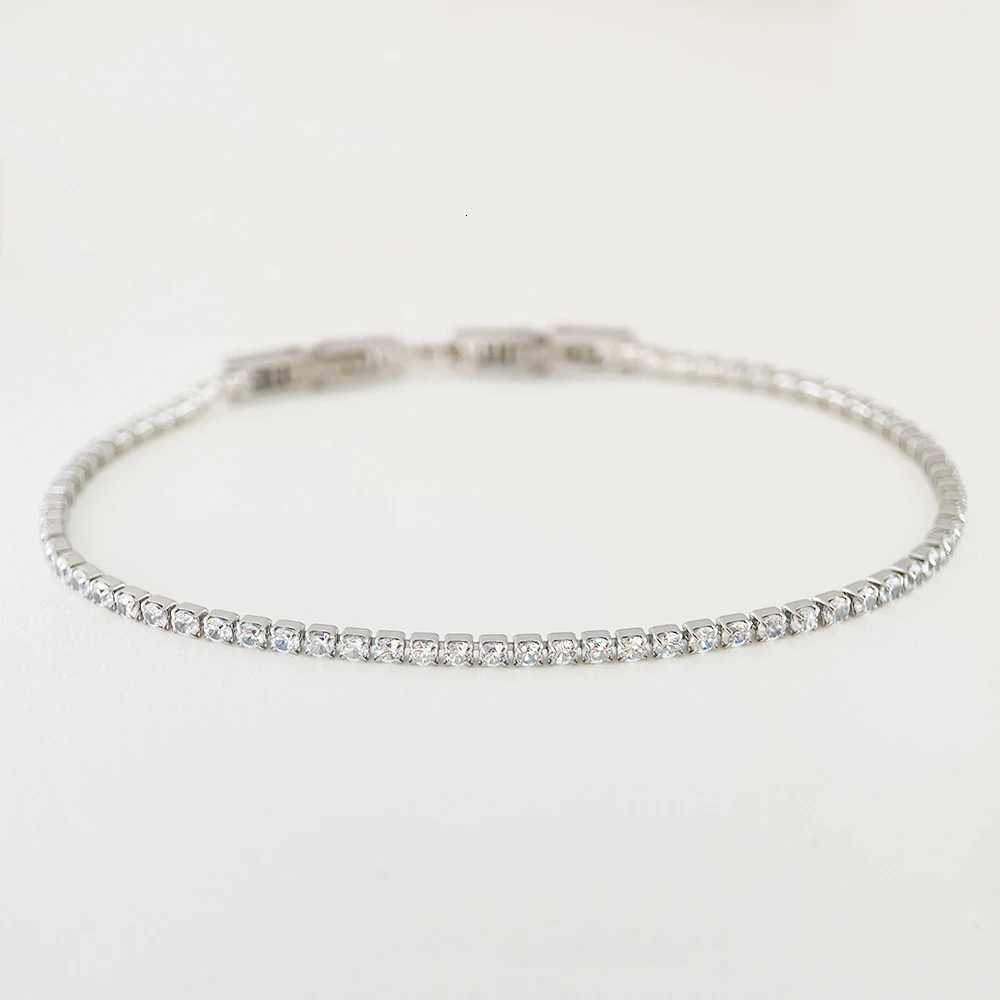 2mm 13cm-15-17-19cm Cluster CZ Link Chain Tennis Bracelets For Women Girls Friendship Jewelry Stainless Steel Bracelet W250807