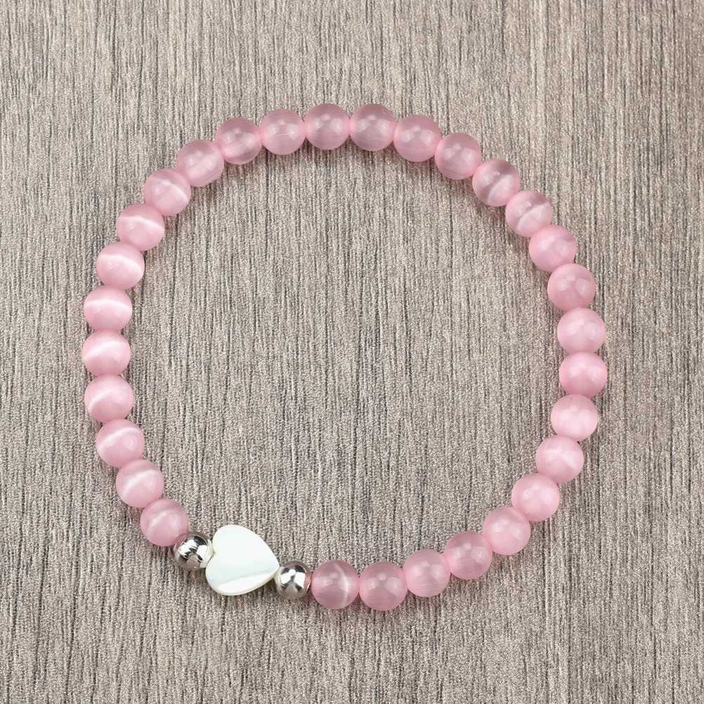 6mm Blue Pine Beads Tiger Eye Lava Stone Bracelet Pendant Love Shell Women Men Trendy Beaded Wristband Meditation Jewelry W250807