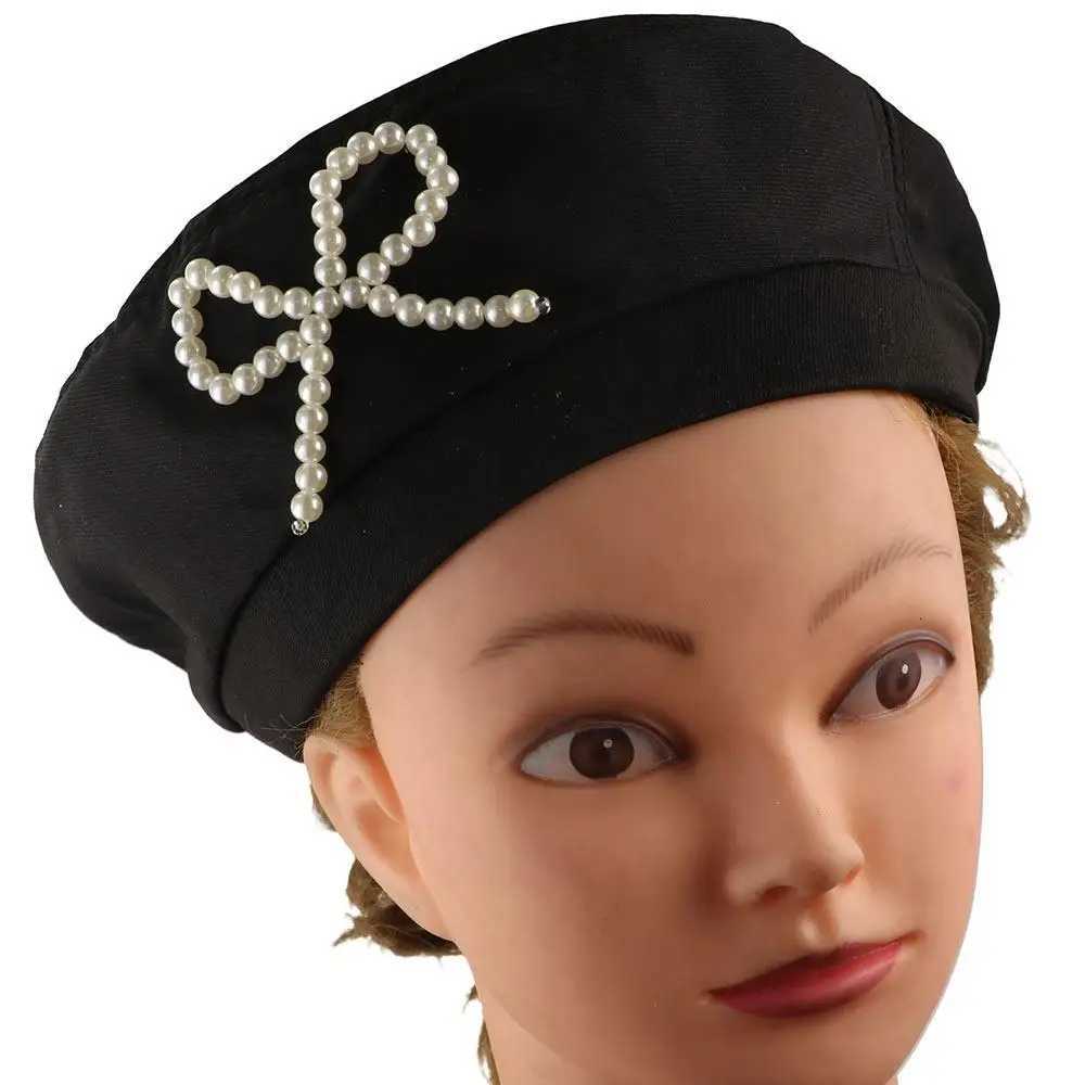 Fashion Pearl Bow Beret Solid Color Y2K Style Girl Women Octagonal Hat Korean Style Newsboy Painter Hat Streetwear XJ250807